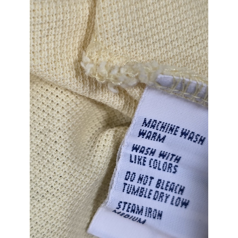 POLO RALPH LAUREN Shirt Mens Medium 100% COTTON‎ PIQUE KNIT Lite  YELLOW 80s 90s - Picture 7 of 9
